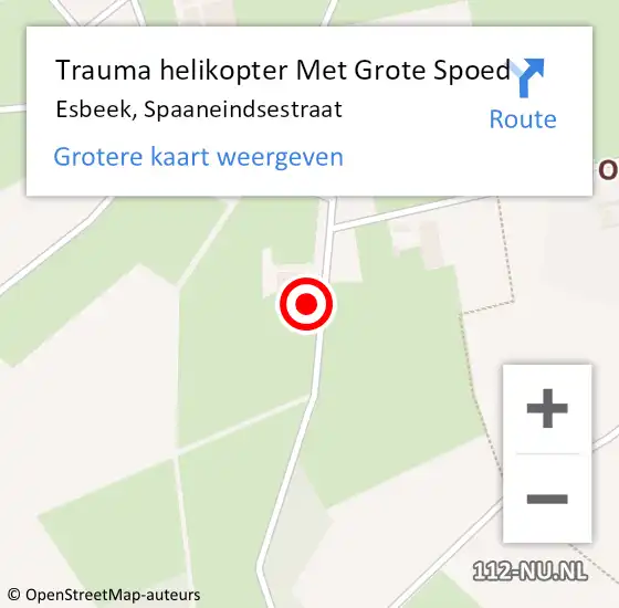 Locatie op kaart van de 112 melding: Trauma helikopter Met Grote Spoed Naar Esbeek, Spaaneindsestraat op 21 november 2022 10:15