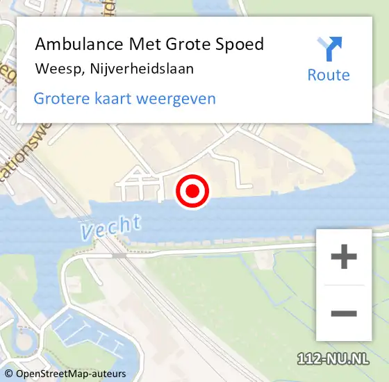 Locatie op kaart van de 112 melding: Ambulance Met Grote Spoed Naar Weesp, Nijverheidslaan op 21 november 2022 10:17