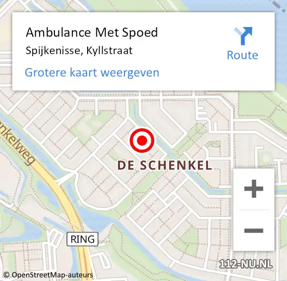 Locatie op kaart van de 112 melding: Ambulance Met Spoed Naar Spijkenisse, Kyllstraat op 21 november 2022 10:19