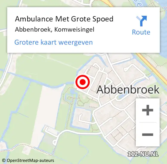 Locatie op kaart van de 112 melding: Ambulance Met Grote Spoed Naar Abbenbroek, Komweisingel op 21 november 2022 10:30