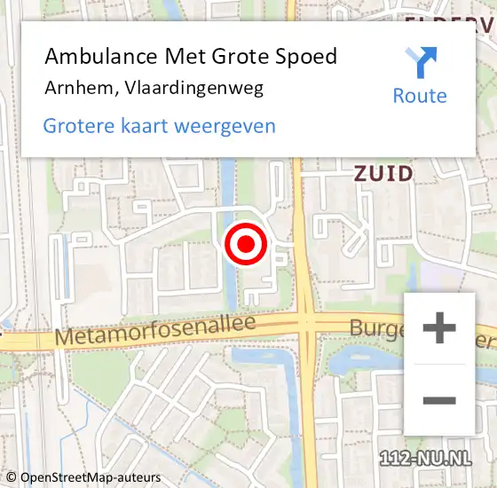 Locatie op kaart van de 112 melding: Ambulance Met Grote Spoed Naar Arnhem, Vlaardingenweg op 21 november 2022 10:46