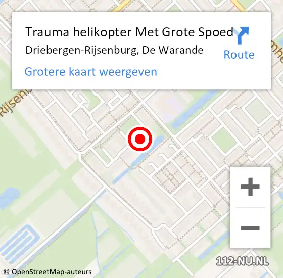 Locatie op kaart van de 112 melding: Trauma helikopter Met Grote Spoed Naar Driebergen-Rijsenburg, De Warande op 21 november 2022 10:46