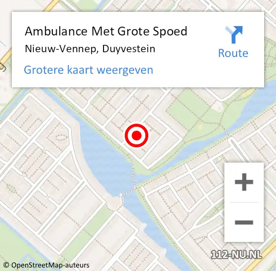 Locatie op kaart van de 112 melding: Ambulance Met Grote Spoed Naar Nieuw-Vennep, Duyvestein op 21 november 2022 10:47