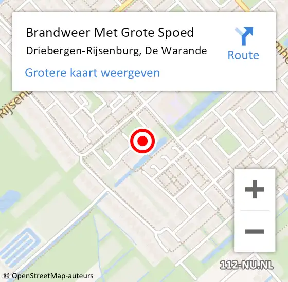 Locatie op kaart van de 112 melding: Brandweer Met Grote Spoed Naar Driebergen-Rijsenburg, De Warande op 21 november 2022 10:48