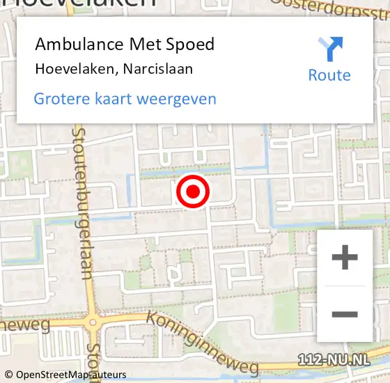 Locatie op kaart van de 112 melding: Ambulance Met Spoed Naar Hoevelaken, Narcislaan op 21 november 2022 11:04