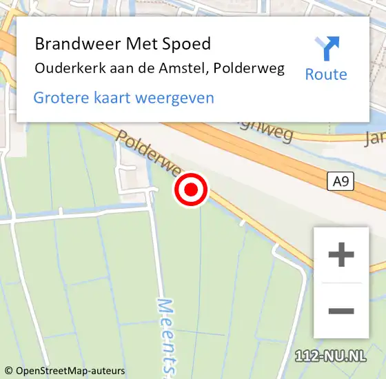 Locatie op kaart van de 112 melding: Brandweer Met Spoed Naar Ouderkerk aan de Amstel, Polderweg op 10 oktober 2013 16:02