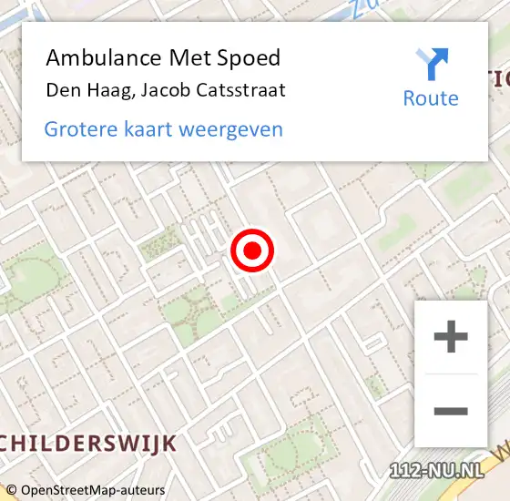 Locatie op kaart van de 112 melding: Ambulance Met Spoed Naar Zoetermeer, Jacob Catsstraat op 21 november 2022 11:09