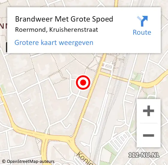 Locatie op kaart van de 112 melding: Brandweer Met Grote Spoed Naar Roermond, Kruisherenstraat op 21 november 2022 11:15