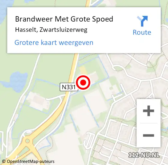 Locatie op kaart van de 112 melding: Brandweer Met Grote Spoed Naar Hasselt, Zwartsluizerweg op 21 november 2022 11:24