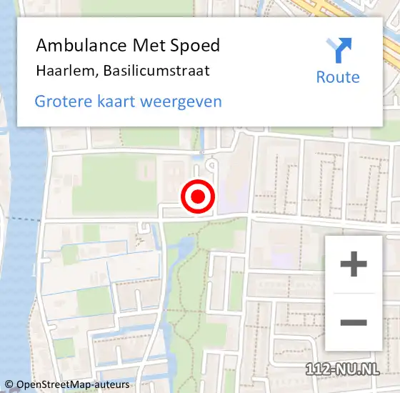 Locatie op kaart van de 112 melding: Ambulance Met Spoed Naar Haarlem, Basilicumstraat op 21 november 2022 11:30