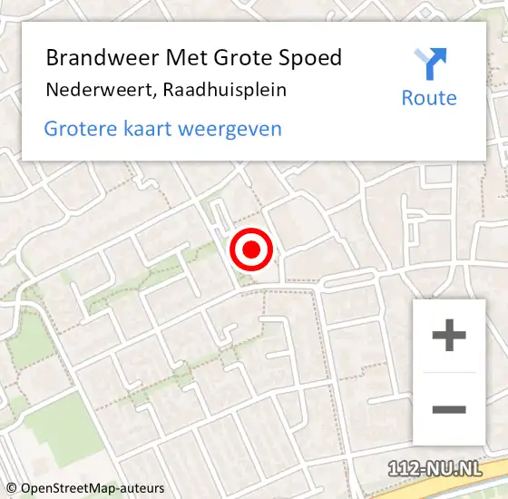 Locatie op kaart van de 112 melding: Brandweer Met Grote Spoed Naar Nederweert, Raadhuisplein op 21 november 2022 11:52