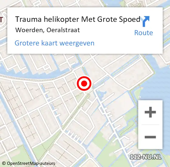 Locatie op kaart van de 112 melding: Trauma helikopter Met Grote Spoed Naar Woerden, Oeralstraat op 21 november 2022 12:00