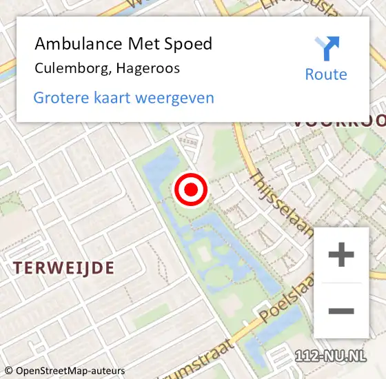 Locatie op kaart van de 112 melding: Ambulance Met Spoed Naar Culemborg, Hageroos op 21 november 2022 12:05