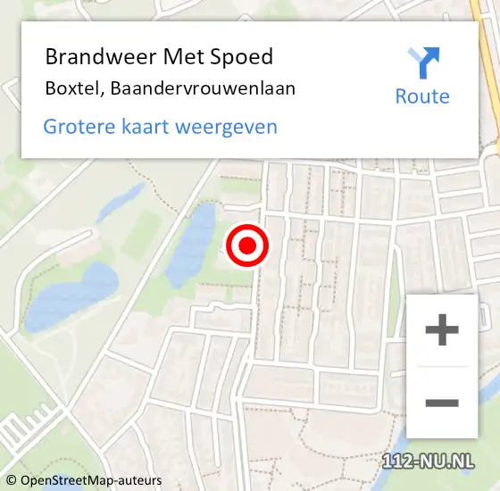 Locatie op kaart van de 112 melding: Brandweer Met Spoed Naar Boxtel, Baandervrouwenlaan op 21 november 2022 12:07