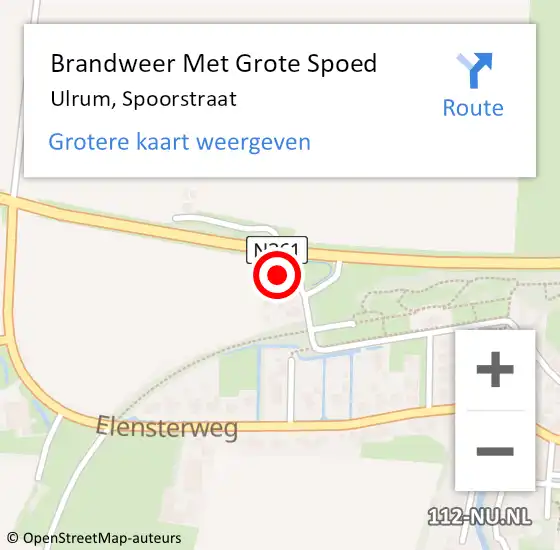 Locatie op kaart van de 112 melding: Brandweer Met Grote Spoed Naar Ulrum, Spoorstraat op 21 november 2022 12:16