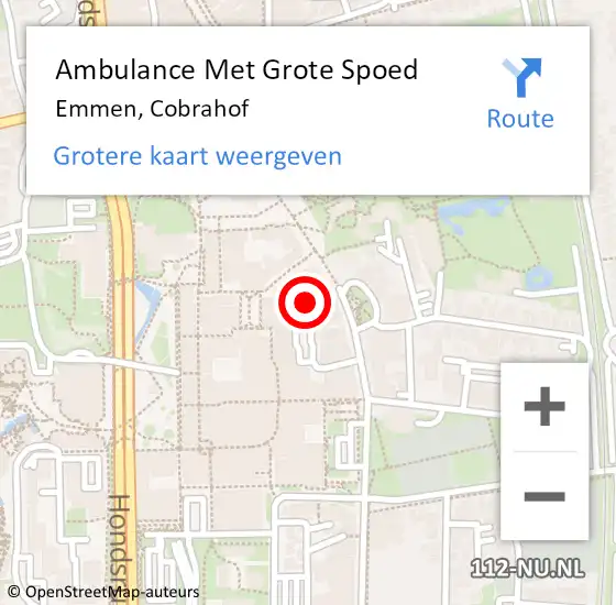 Locatie op kaart van de 112 melding: Ambulance Met Grote Spoed Naar Emmen, Cobrahof op 21 november 2022 12:19