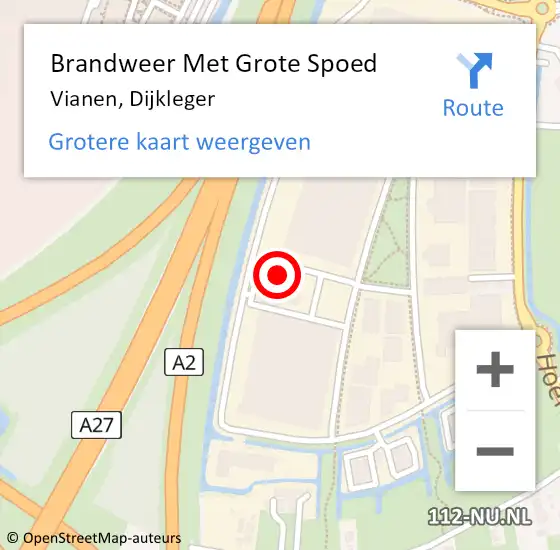 Locatie op kaart van de 112 melding: Brandweer Met Grote Spoed Naar Vianen, Dijkleger op 21 november 2022 12:19