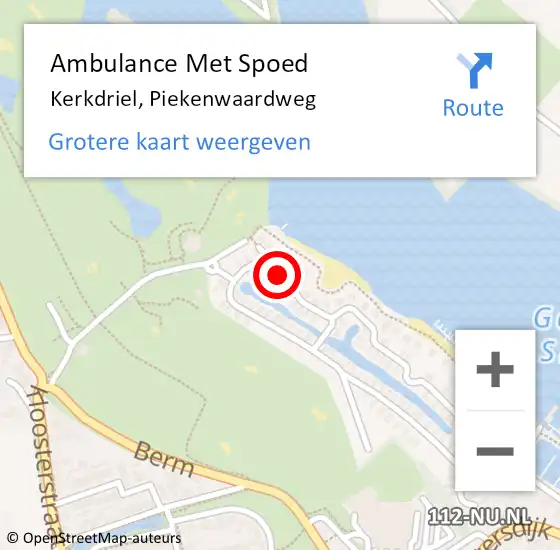 Locatie op kaart van de 112 melding: Ambulance Met Spoed Naar Kerkdriel, Piekenwaardweg op 21 november 2022 13:00