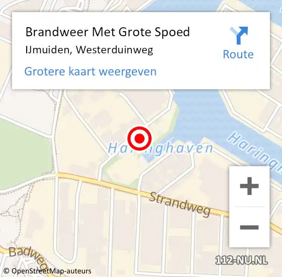 Locatie op kaart van de 112 melding: Brandweer Met Grote Spoed Naar IJmuiden, Westerduinweg op 21 november 2022 13:05