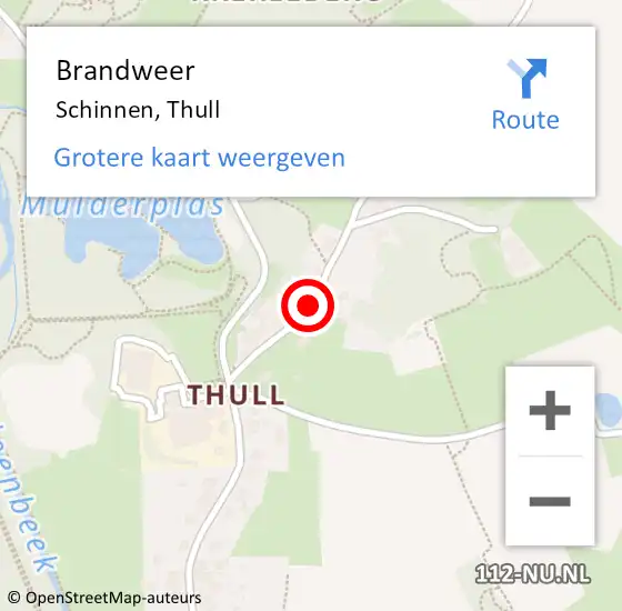 Locatie op kaart van de 112 melding: Brandweer Schinnen, Thull op 5 augustus 2014 17:19