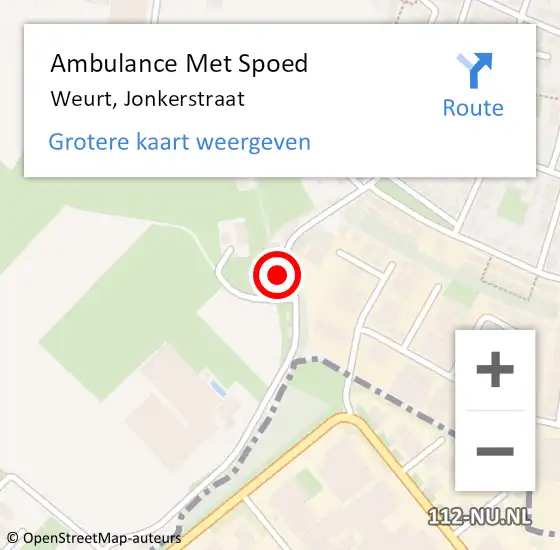 Locatie op kaart van de 112 melding: Ambulance Met Spoed Naar Weurt, Jonkerstraat op 21 november 2022 13:24