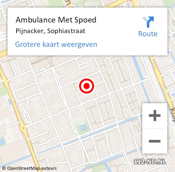 Locatie op kaart van de 112 melding: Ambulance Met Spoed Naar Pijnacker, Sophiastraat op 21 november 2022 13:39