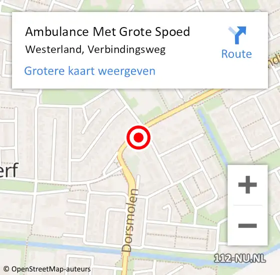 Locatie op kaart van de 112 melding: Ambulance Met Grote Spoed Naar Westerland, Verbindingsweg op 21 november 2022 13:44