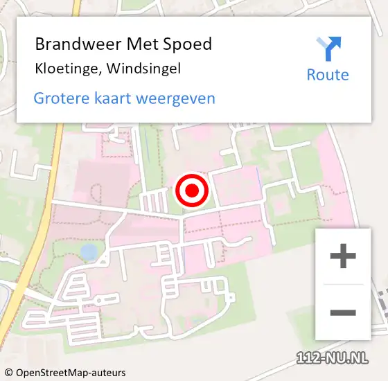 Locatie op kaart van de 112 melding: Brandweer Met Spoed Naar Kloetinge, Windsingel op 21 november 2022 14:03