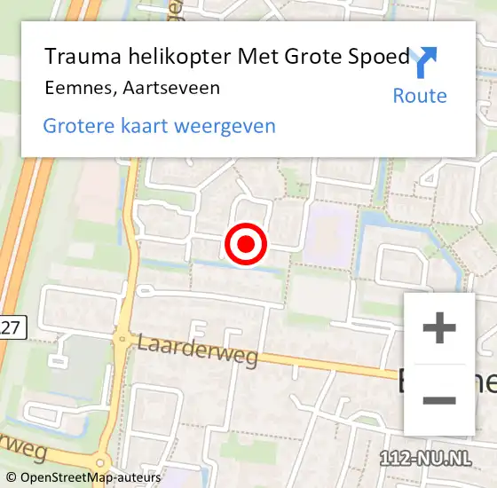 Locatie op kaart van de 112 melding: Trauma helikopter Met Grote Spoed Naar Eemnes, Aartseveen op 21 november 2022 14:05