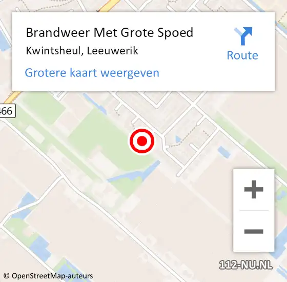 Locatie op kaart van de 112 melding: Brandweer Met Grote Spoed Naar Kwintsheul, Leeuwerik op 21 november 2022 14:22