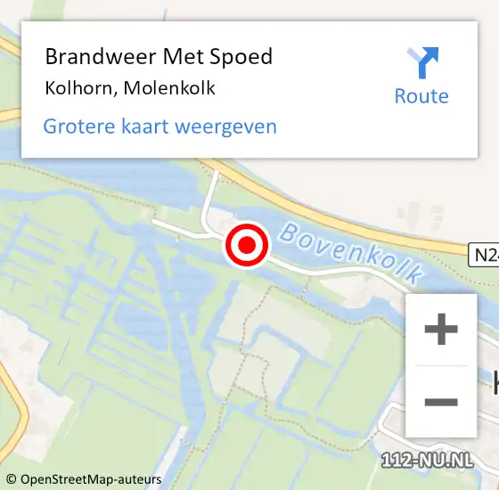 Locatie op kaart van de 112 melding: Brandweer Met Spoed Naar Kolhorn, Molenkolk op 21 november 2022 14:23