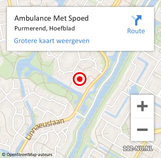 Locatie op kaart van de 112 melding: Ambulance Met Spoed Naar Purmerend, Hoefblad op 21 november 2022 14:38