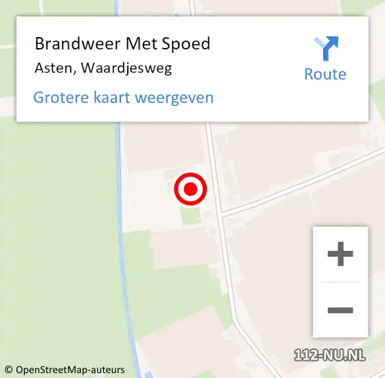 Locatie op kaart van de 112 melding: Brandweer Met Spoed Naar Asten, Waardjesweg op 21 november 2022 14:45