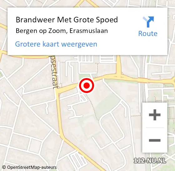 Locatie op kaart van de 112 melding: Brandweer Met Grote Spoed Naar Bergen op Zoom, Erasmuslaan op 21 november 2022 14:46