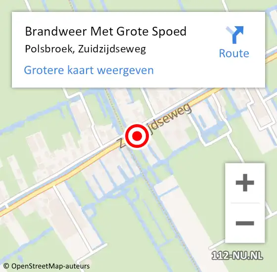 Locatie op kaart van de 112 melding: Brandweer Met Grote Spoed Naar Polsbroek, Zuidzijdseweg op 21 november 2022 14:53