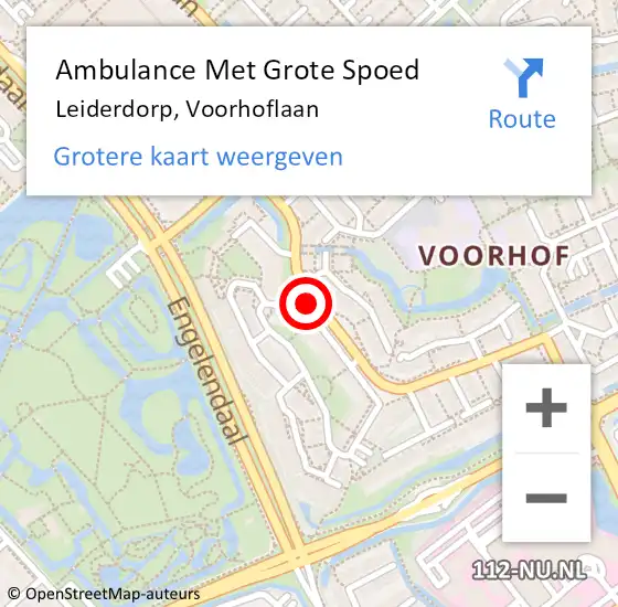 Locatie op kaart van de 112 melding: Ambulance Met Grote Spoed Naar Leiderdorp, Voorhoflaan op 21 november 2022 14:58