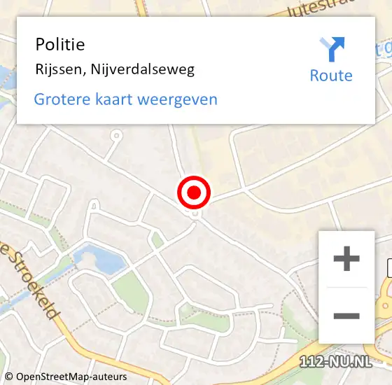 Locatie op kaart van de 112 melding: Politie Rijssen, Nijverdalseweg op 21 november 2022 15:08