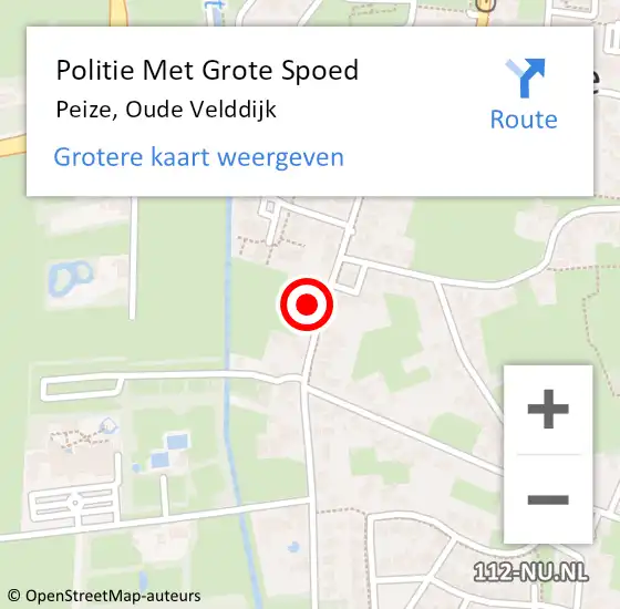 Locatie op kaart van de 112 melding: Politie Met Grote Spoed Naar Peize, Oude Velddijk op 21 november 2022 15:14