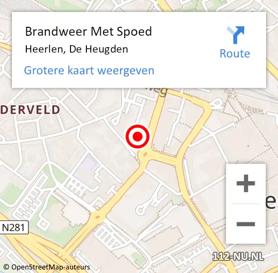 Locatie op kaart van de 112 melding: Brandweer Met Spoed Naar Heerlen, De Heugden op 21 november 2022 15:16