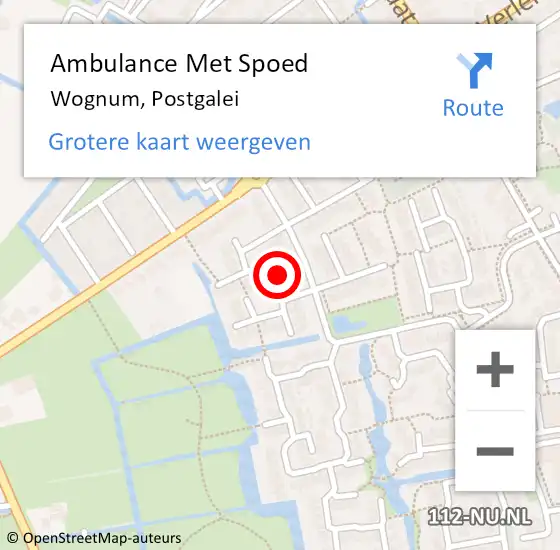 Locatie op kaart van de 112 melding: Ambulance Met Spoed Naar Wognum, Postgalei op 21 november 2022 15:21