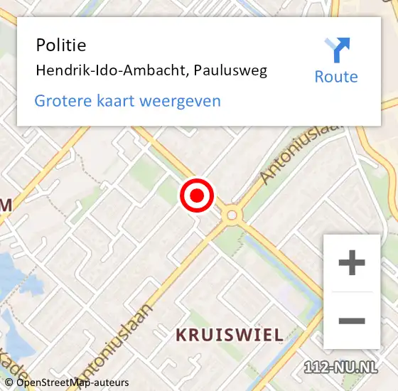 Locatie op kaart van de 112 melding: Politie Hendrik-Ido-Ambacht, Paulusweg op 21 november 2022 15:21