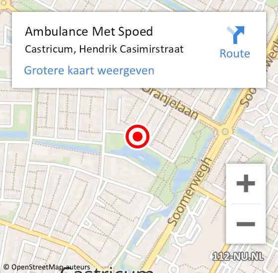 Locatie op kaart van de 112 melding: Ambulance Met Spoed Naar Castricum, Hendrik Casimirstraat op 21 november 2022 15:47