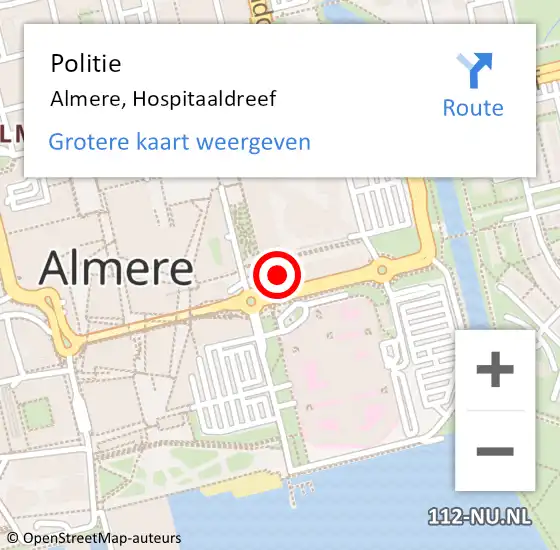 Locatie op kaart van de 112 melding: Politie Almere, Hospitaaldreef op 21 november 2022 15:50