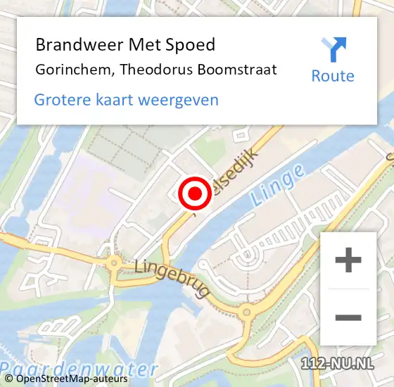 Locatie op kaart van de 112 melding: Brandweer Met Spoed Naar Gorinchem, Theodorus Boomstraat op 21 november 2022 16:14