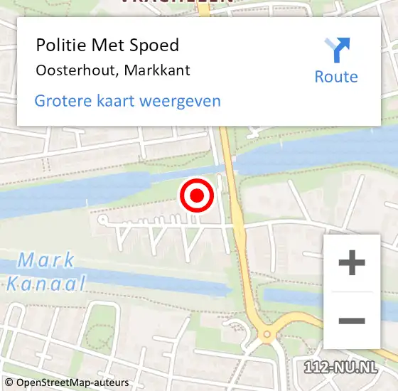 Locatie op kaart van de 112 melding: Politie Met Spoed Naar Oosterhout, Markkant op 21 november 2022 16:16