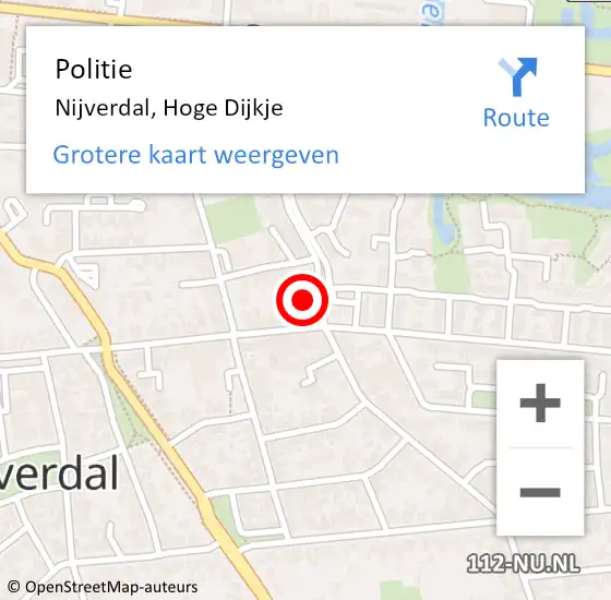 Locatie op kaart van de 112 melding: Politie Nijverdal, Hoge Dijkje op 21 november 2022 16:29