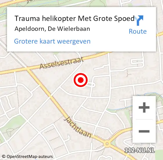 Locatie op kaart van de 112 melding: Trauma helikopter Met Grote Spoed Naar Apeldoorn, De Wielerbaan op 21 november 2022 16:31