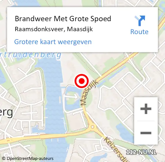 Locatie op kaart van de 112 melding: Brandweer Met Grote Spoed Naar Raamsdonksveer, Maasdijk op 21 november 2022 17:01