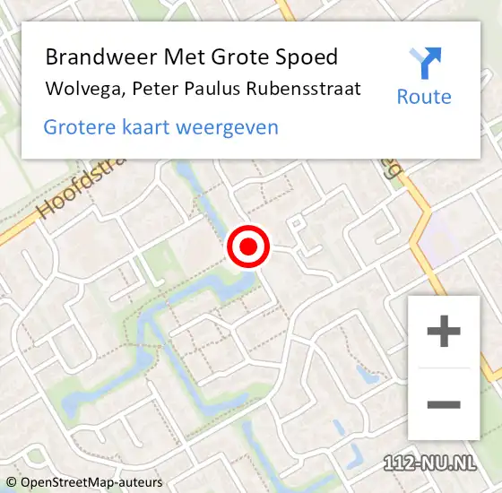 Locatie op kaart van de 112 melding: Brandweer Met Grote Spoed Naar Wolvega, Peter Paulus Rubensstraat op 21 november 2022 17:13