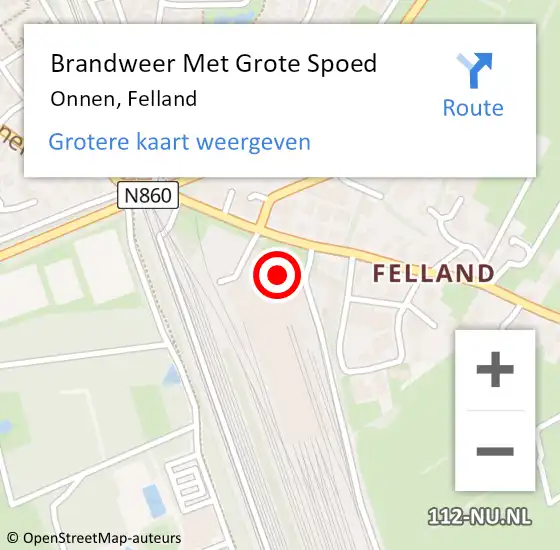 Locatie op kaart van de 112 melding: Brandweer Met Grote Spoed Naar Onnen, Felland op 5 augustus 2014 17:47